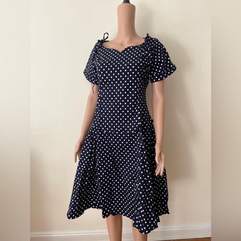 Brand new 1950s v neck vintage cut out retro party cocktail dress blue/black XL